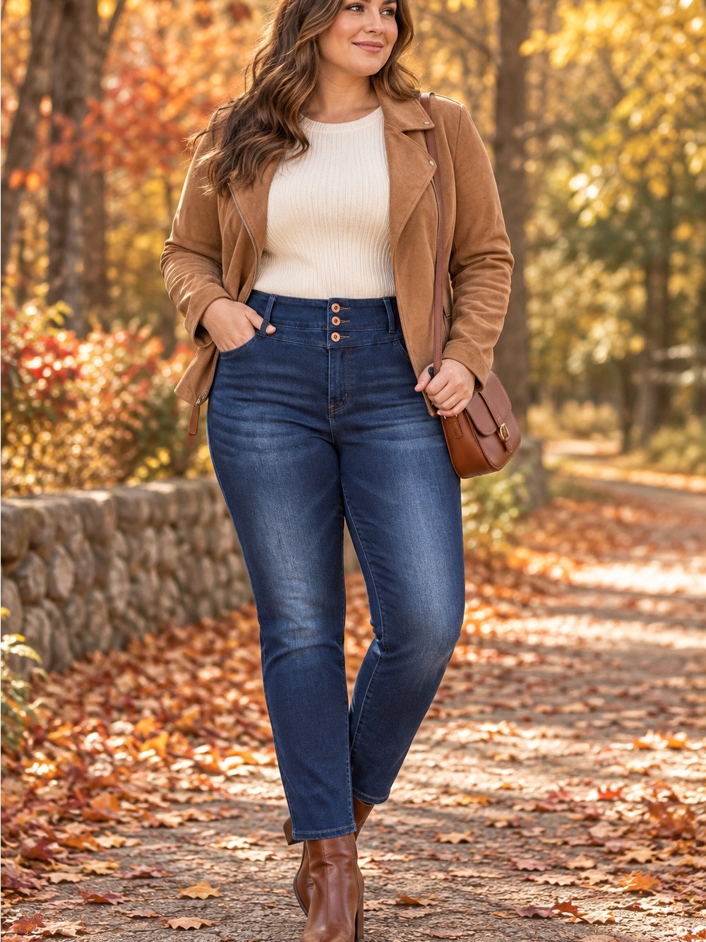 HALARA High-Rise Dark Blue Slim Jeans